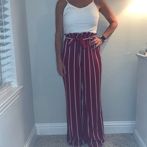 Maroon and white jumpsuit